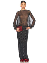 Black Dot Long Sleeve See-Through Maxi Dress
